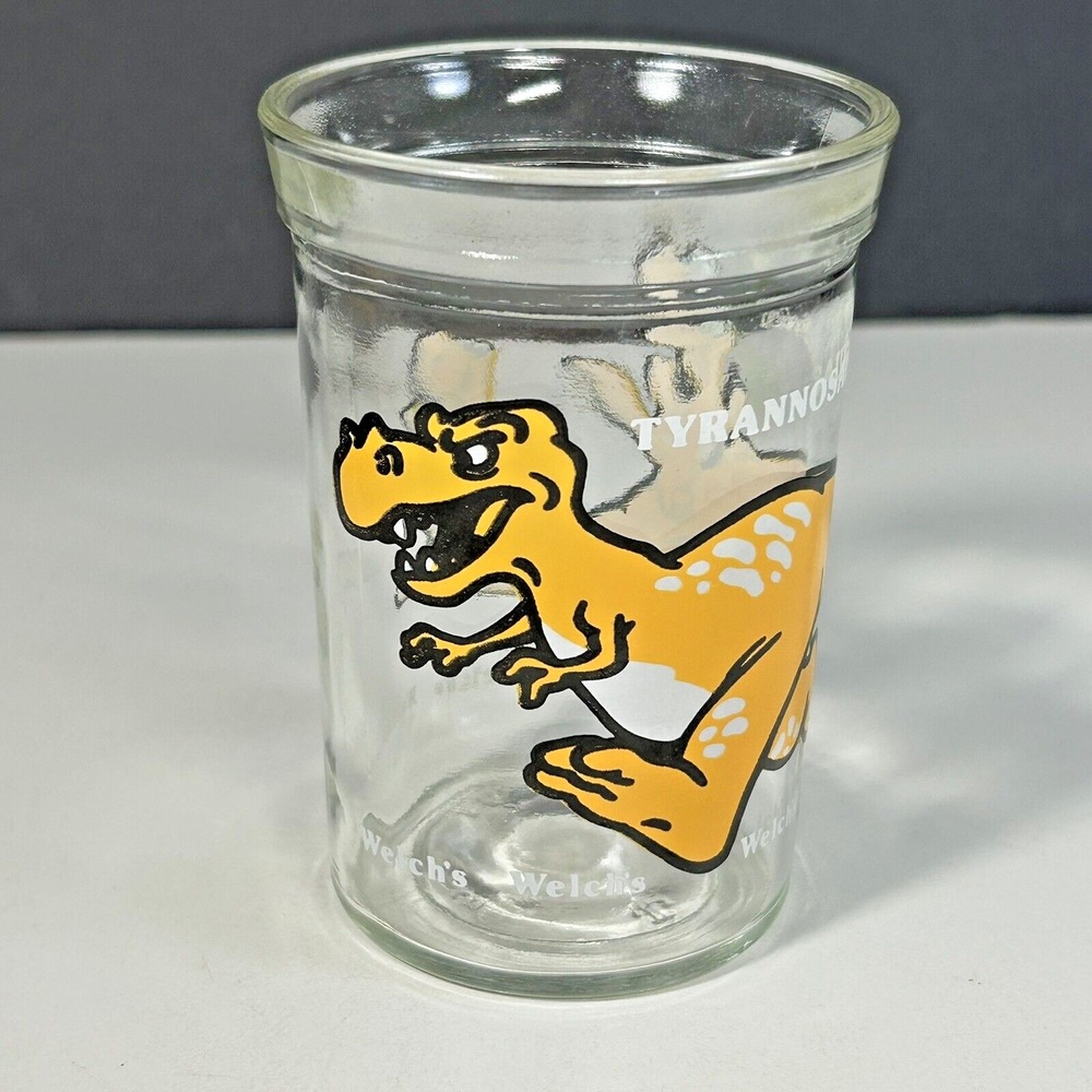 Welch's Jelly Jar Glass 1988 Tyrannosaurus Rex Dinosaur Vintage!